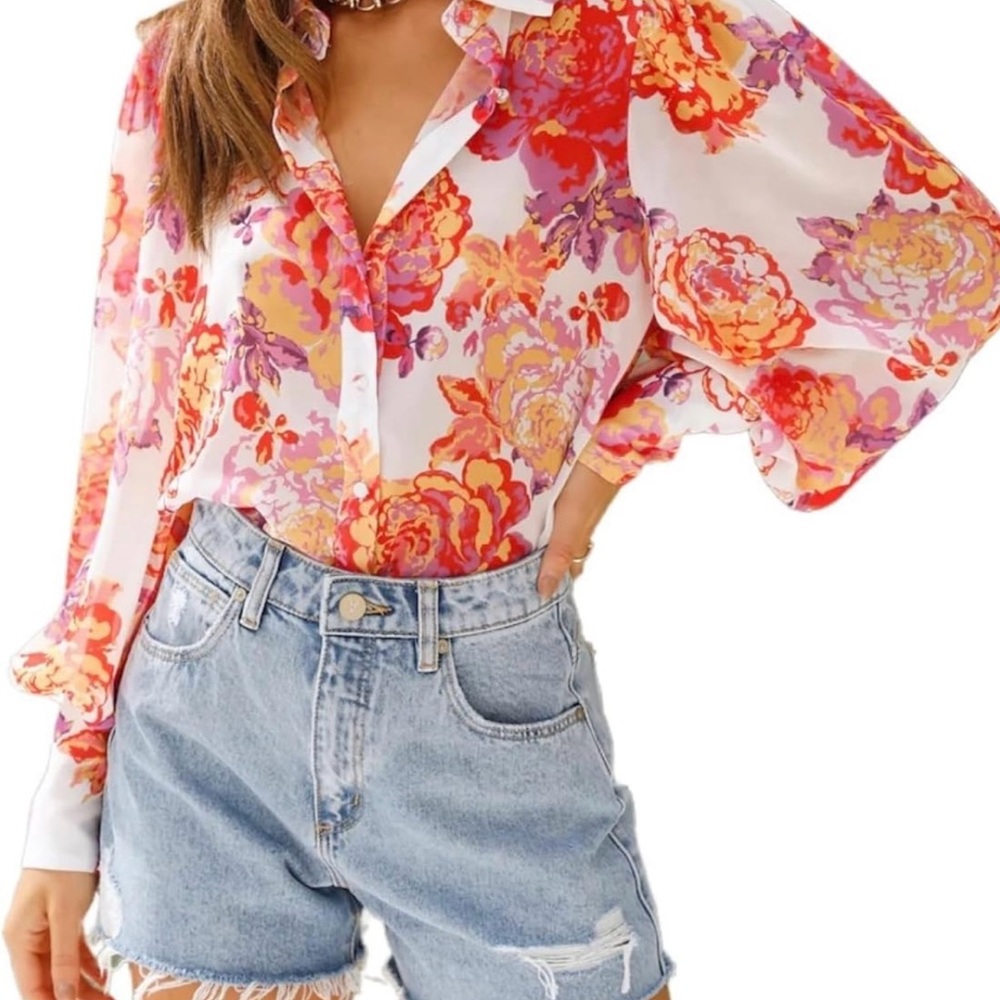 Vibrant Floral Button Down Shirt